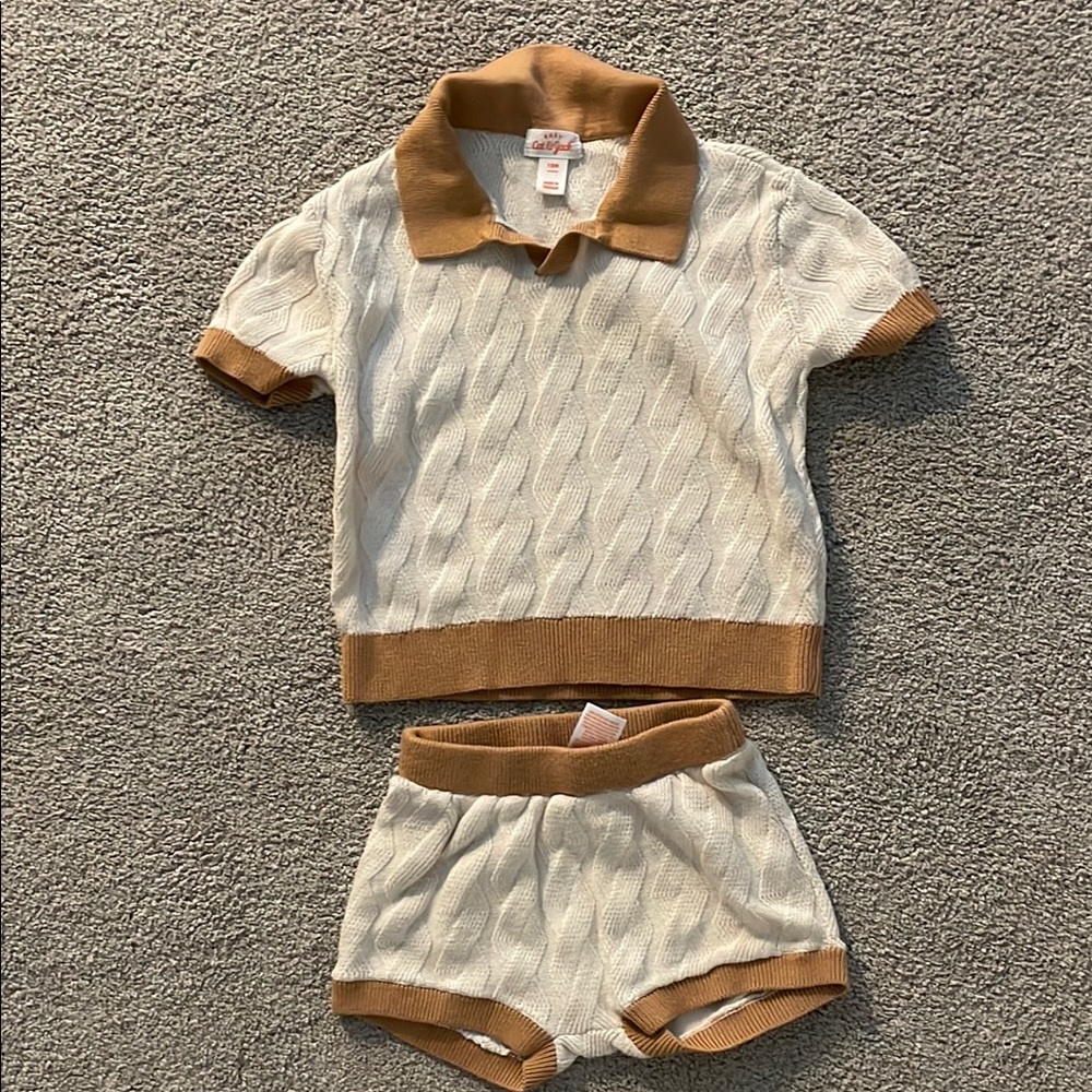 Cat & Jack Cream and Brown Kids Matching Set